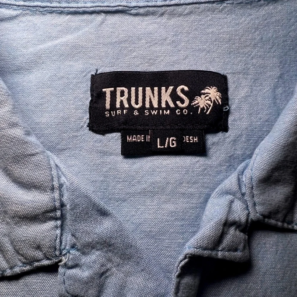 Trunks‎ Surf & Swim Co Mens Blue Cotton Lobster Embroidered Short Sleeve Shirt L